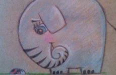 Как нарисовать слоненка с божьей коровкой