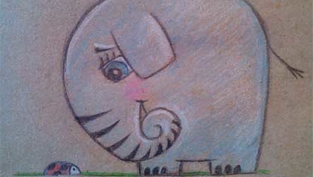 Как нарисовать слоненка с божьей коровкой
