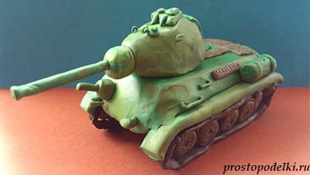 Танк Т-34 из пластилина