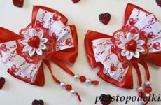 Бантики канзаши с сердечками (подарок ко Дню Святого Валентина)