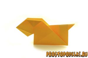 Желтая собака оригами-title